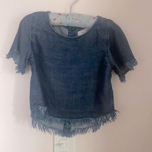 Girls fringe denim shirt